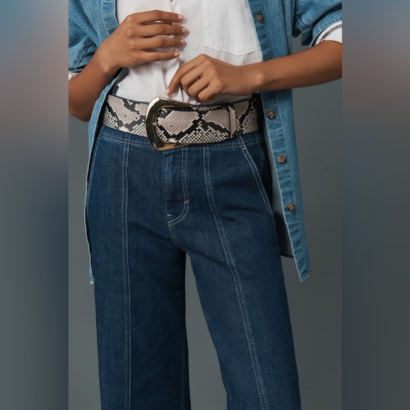 Anthropologie Pilcro Seamed High-Rise Flare Jeans Size 28 Wide Straight Leg RARE - Picture 3 of 13